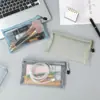 Bolsa de Pluma Transparente de Malla Colorida A6 con Cremallera Bolsa Portátil para Estudiante Bolsa de Papelería Bolsa de Almacenamiento para Cosméticos Bolsa para Monedas