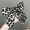 Pinza para el Cabello con Lazo Grande Estampado de Leopardo Transfronterizo Europeo y Americano Pinza de Resorte para el Cabello Semi-atado para Mujer Accesorios para el Cabello Pinza Completa de Diamante