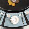Jogo Americano de Couro Esculpido Estilo Retrô em Forma de Leque, Base Resistente ao Calor, Jogo de Mesa Impermeável e à Prova de Óleo, Novo Estilo Chinês Redondo para Mesa de Verão