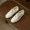 Estilo Comercio Exterior~Zapatos de Ballet Tejidos Huecos con Cordones de Encaje Francés para Mujer 2026 Nuevos Zapatos Planos Elásticos Transpirables de un Solo Color