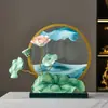 Hehemeimei Nuevos Adornos de Arena Movediza de Loto Chinoiserie Sala de Estar Entrada Mueble de TV Decoración del Hogar Regalo de Inauguración