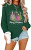 Sudadera Navideña para Mujer Auamin Camisa de Manga Larga con Árbol de Navidad Suéter con Lentejuelas Feliz Navidad