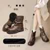 Botas Martin de suela gruesa para mujer, nueva colección de otoño 2026, estilo de bota individual, botines estilo británico, botas cálidas de invierno con forro de felpa y botines cortos con diseño de volantes
