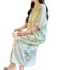 Camisola de Seda de Algodão para Mulheres, Novo Vestido de Verão Estilo Chinês, Vestido de Seda de Algodão Que Pode Ser Usado Fora, Roupa de Casa de Alto Padrão Extra Longa para Primavera e Outono