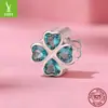 Yin Zi Yun Original Pulseira de Contas de Prata Esterlina S925 Estrela Pegada de Animal Trevo de Quatro Folhas Forma de Coração Contas para DIY
