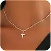 Melhor Venda Europeia e Americana Novo Colar Cruz Banhado a Ouro 18K Corrente para Clavícula Feminina Moda Simples Joia para o Dia a Dia