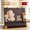 Calendário de mesa com porta-canetas personalizado, novo calendário 2027 estilo vintage de madeira, ornamento criativo, presente corporativo