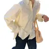 Camisa de Estilo Coreano Suelta Ajustada para Mujer Estilo Suave Camisa de Manga Larga Top Pequeño