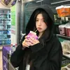 Sudadera con capucha de moda Ins coreana y japonesa para mujer, versión coreana de otoño e invierno, cárdigan con cremallera de forro polar holgado para estudiante