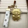 Llavero de cordero de oro puro 999, lindo símbolo de dinero de dibujos animados, colgante de bolsa de oro, amuleto de la suerte del año zodiacal, regalo