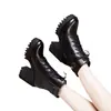 Botas martin de salto alto femininas 2024 outono e inverno novas botas com cadarço forradas de fleece plataforma impermeável sola grossa botas de salto alto