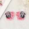 Pendientes, collar y llavero de acrílico de doble cara con diseño de terror de Halloween.