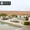 Sofá Silla de Patio para Villa al Aire Libre Cuerda Tejida Protector Solar Impermeable para Exteriores Mesa de Café de Pizarra de Gama Alta Cubierta para Mesa y Silla
