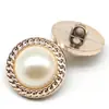 Botones Redondos de Doble Perla con Borde Dorado, Cortavientos Pequeño Fragante para Mujer con Botones de Pie, Botones Decorativos de Moda