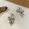 Brincos de Pino Metálicos com Zircônia Minimalistas Vintage, Brincos Elegantes Retro Exquisitos com Franjas de Lantejoulas, Brincos de Moda Criativos