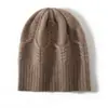 Gorro de cachemira con pliegues 2026 Otoño/Invierno Nuevo para Mujer de Alta Gama Color Sólido Cálido para Exteriores Moda Casual Gorro de Punto