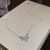 Collar con lazo de circonita estilo nuevo estilo coreano súper brillante cadena dulce para la clavícula colgante de nicho de lujo ligero que no se decolora