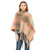 Capa de Imitación Mohair para Comercio Transfronterizo, Hilo Bucle, Cuadros, Borlas, Suéter Chaleco, para Mujer, Nuevo Otoño e Invierno, Estilo Europeo y Americano