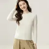 Suéter de cashmere liso com trança em toda a peça, estilo coreano, para o Outono de 2026, de corte solto e modelador, suéter de gola redonda feminino