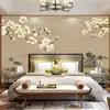 Sala de Chá Decorativa Conceito Artístico Pintura Clássica de Flores e Pássaros Revestimento de Parede Sofá Estudo Parede de Fundo de TV Sala de Estar Revestimento de Parede Pintura Novo Estilo Chinês