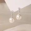Pendientes de Plata Pura S925 Estilo Vintage Francés con Perla y Circonita para Mujer, Estilo Nuevo, Lujo Ligero, Gama Alta, Diseño Único, Venta al por Mayor
