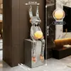 Escultura de Arte de Vidrio Abstracta de Conejo Sentado de Orejas Largas para Vestíbulo de Villa, Hotel, Oficina de Ventas, Centro Comercial, Decoración Grande de Pie