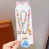 Colar de Princesa Elsa Desenho Animado para Meninas Gargantilha de Pérola Pingente com Contas para Bebê Joias Presente de Aniversário Infantil Brinquedo