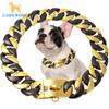 Coleira de cachorro dourada e preta de 32 mm, corrente de fundição para cachorro grande, coleira especial para luta de hip hop e buldogue