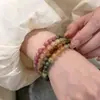 Pulseira degradê de turmalina natural em cores de bala, design de nicho, pulseira de contas redondas, moderna e versátil, para meninas, estilo de verão ins