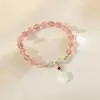 Pulsera de Cristal con Hebilla Verde de Fresas de la Paz Baidu para Mujer, Pulsera Personalizada Estilo Coreano, Regalo para el Cumpleaños de la Novia o la Mejor Amiga, Aleación