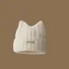 Chapéu de Inverno Estilo Coreano com Orelhas de Gato, Gorro Tricô Espesso para Cabeça Grande, Quente e Afina o Rosto, Chapéu de Tricô Estilo Chanel