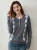 Estilo college Gola polo Padrão losango Malha de caxemira Pulôver feminino Camada base Ajuste slim Versátil Estilo simples Suéter folgado