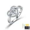 Anillo de Plata de Ley S925 con Corazón Envolvente y Moissanita para Mujer, Cuatro Garras, Piedra Redonda, Brazo Retorcido, Anillo de Compromiso, Fábrica de Origen de Joyería