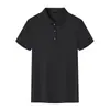 Camisa Polo Preta de Manga Curta para Homem, Estilo Casual Retro Limpo de Verão, Simples Americana Resistente de Meia-Manga