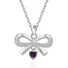 Nuevo Collar de Corazón con Lazo para Mujer Cadena para Clavícula Elegante Lujo Ligero Nicho Gama Alta Simple Versátil Diseño de Moda