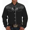 Nueva camisa cruzada para hombre, estilo étnico occidental, camisa de manga larga con cuello, top casual moderno para hombre