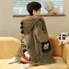 Pijama Infantil Inverno Pijama de Menino Veludo Coral Espessado Tamanhos Médio e Grande Crianças Meninos Alunos do Ensino Fundamental Roupões Sacos de Dormir Anti-Chute