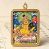 Imagen de Thangka Religioso de Xizang Pintada a Mano y Pintada en Dorado del Dios Amarillo de la Riqueza, Tarjeta del Dios de la Riqueza Roja y Verde, Placa Retrato de Thangka del Dios de la Riqueza de las Cinco Direcciones