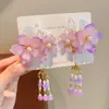 Acessório de Cabelo Hanfu para Mulheres, Ornamento de Cabelo de Princesa Floral Borboleta Estilo Fada para Traje Antigo, Grampo de Cabelo com Franja Estilo Chinês para Meninas