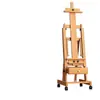 Set de Caballete de Madera de Haya para Uso Vertical y Horizontal, Caballete de Madera para Estudiantes de Arte con Altura Ajustable, Soporte de Exhibición Plano con Ruedas