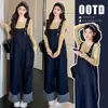 En Stock Otoño 2025 Nuevo Conjunto de Maternidad Sencillo Estilo Coreano Elegante Overol de Mezclilla + Camiseta Básica de Punto