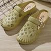 Novas Pantufas Planas Antiderrapantes para Mães de Meia-Idade, Tamancos Planos de Bico Fechado, para Uso Doméstico e Externo, Pantufas Vazadas Femininas