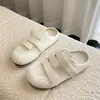 Design estilo francês velcro couro sintético sapatos Birkenstock 2026 verão novo usar fora chinelos sandálias versáteis