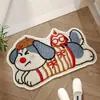 Alfombra Absorbente de Baño Tejida de Lana Sintética Alfombra de Piso de Dibujos Animados Felpudo de Baño Felpudo de Prueba de Baño Alfombra Antideslizante para Puerta