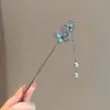 Horquilla Antigua con Borla Sentido de Alta Gama Nueva Horquilla China Esmaltada de Pavo Real Paso a Paso Accesorios para el Cabello Hanfu Placa Horquilla para el Cabello Tocado