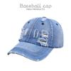 Nova Boné de Baseball Macio Lavado em Jeans com Furos Primavera e Verão Estilo Coreano Casual Versátil Moda