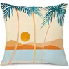 Novedades Primavera y Verano Productos para el Hogar Transfronterizos Funda de Almohada de Lino con Hojas Funda de Almohada Caliente de Amazon Funda de Almohada Lumbar Venta al por Mayor