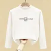 Camiseta de manga comprida para meninas, novo estilo outono/inverno, segunda pele infantil, gola alta meia-lua de veludo alemão, blusa macia escovada para meninas pequenas
