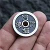 Colgante de Moneda de Plata Pura de 30 mm del Buda Namo Amitabha Moneda de Plata Antigua Hecha a Mano