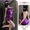 Yiyue Lencería Sexy Morada Sexy Discoteca Brillante Falda para Cadera Uniforme de Espalda Descubierta para Mujer Tentación Pijama Gratis 1309